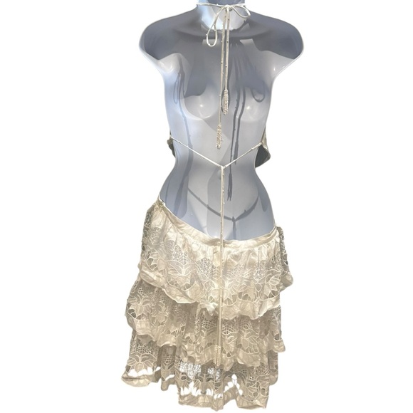 Farm Rio White Halter Richilier Cotton Ruffle Mini Dress Large New with Tag - Picture 10 of 16